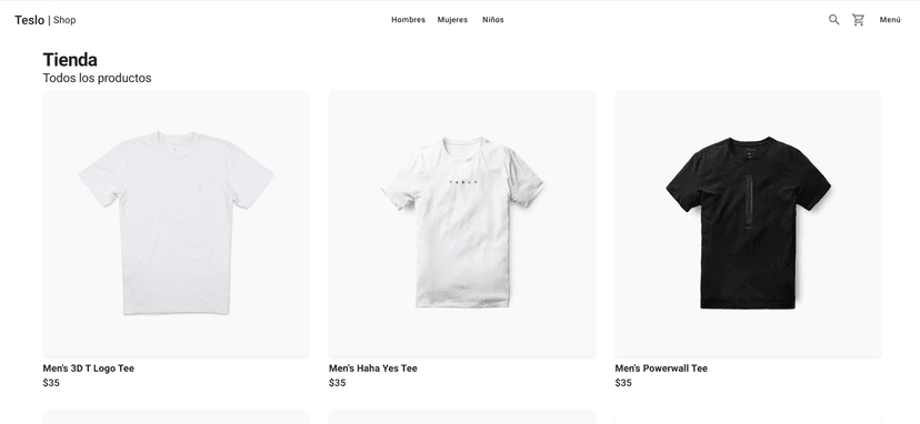 Screenshot of Teslo Shop